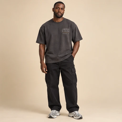 male model 2 wearing the Atelier Charcoal Wordmark T-Shirt design concept